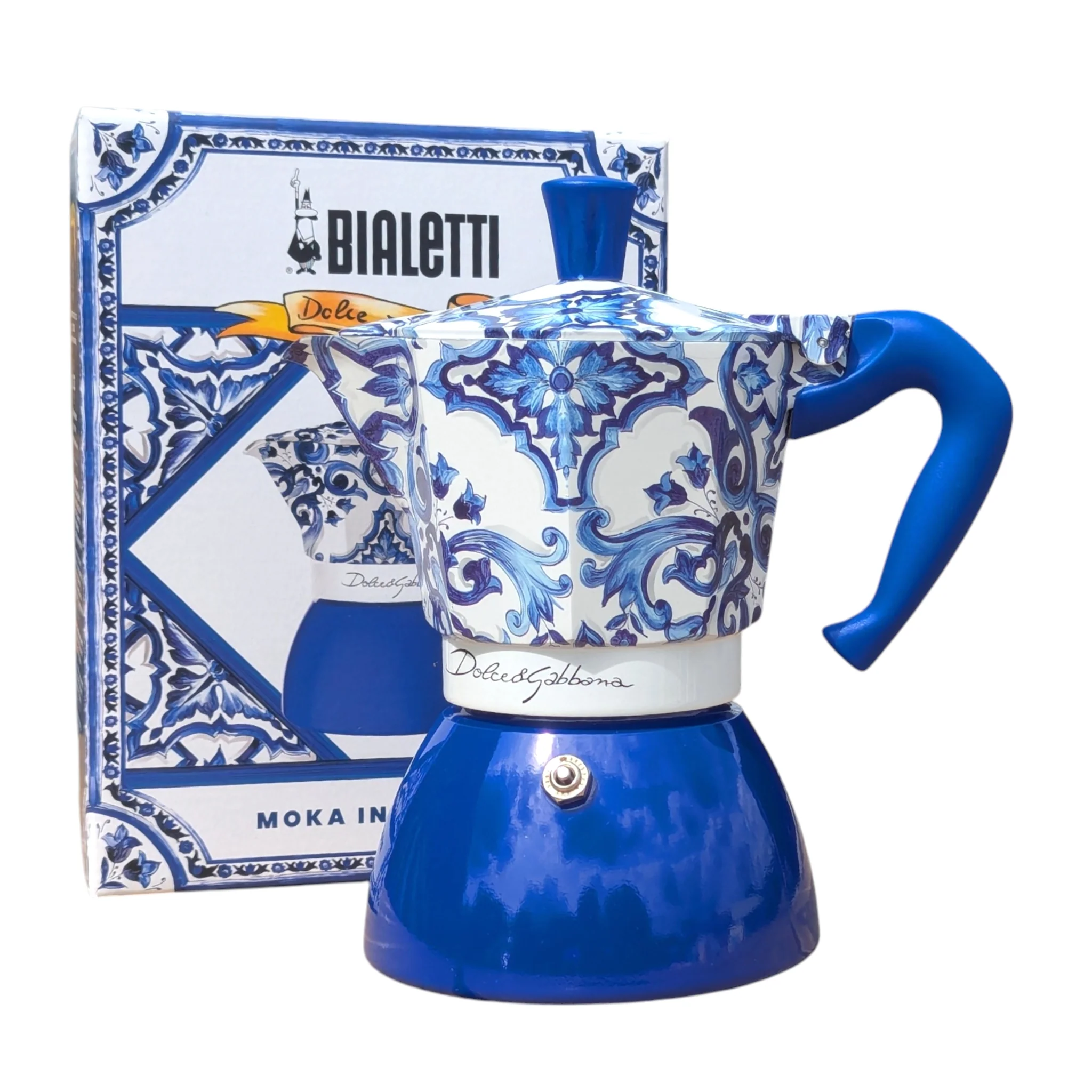 Bialetti X Dolce & Gabbana Induction Moka Pot Blue - 6 Espresso Cup