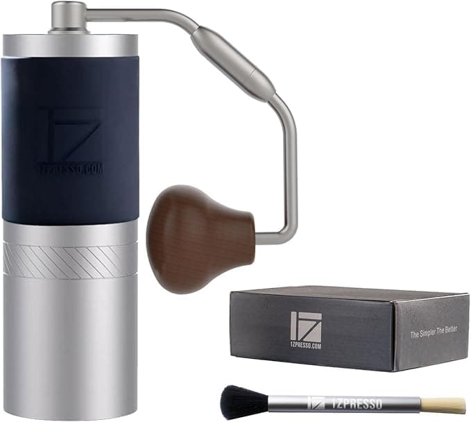 1Zpresso J Manual Coffee Grinder Silver Capacity 35g with Assembly Stainless Steel Conical Burr - Numercial Internal Adjustable Setting