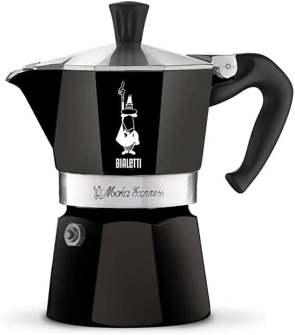 Bialetti Moka Express Iconic Italian Stovetop Espresso Maker (Black, 6 Cups)