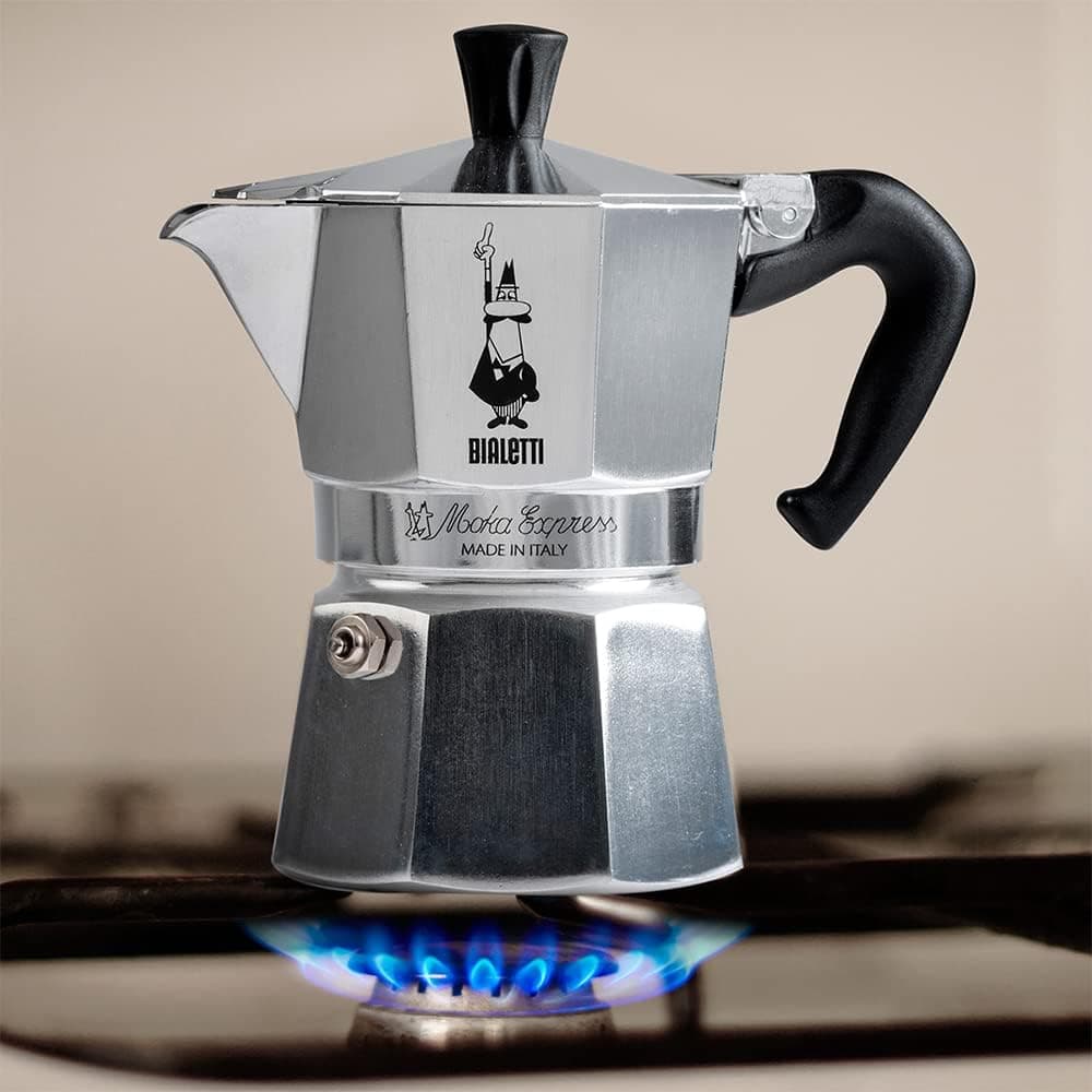 Bialetti Moka Express 6-Cup Stovetop Espresso Maker – Classic Italian Coffee Brewer (Silver, Model 06800)