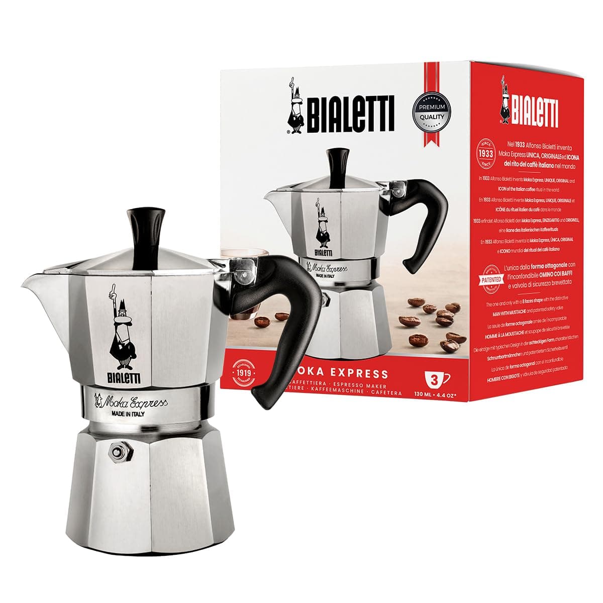 Bialetti Moka Express Stovetop Espresso Maker - 3 Cup Aluminium