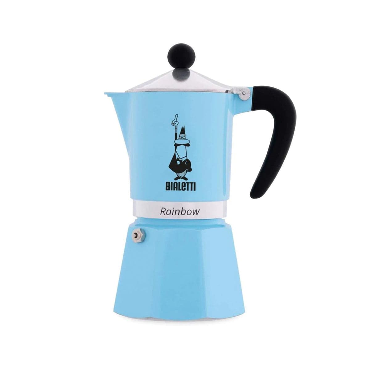 Bialetti Rainbow Aluminium Stovetop Coffee Maker (3 Cup) - Light Blue