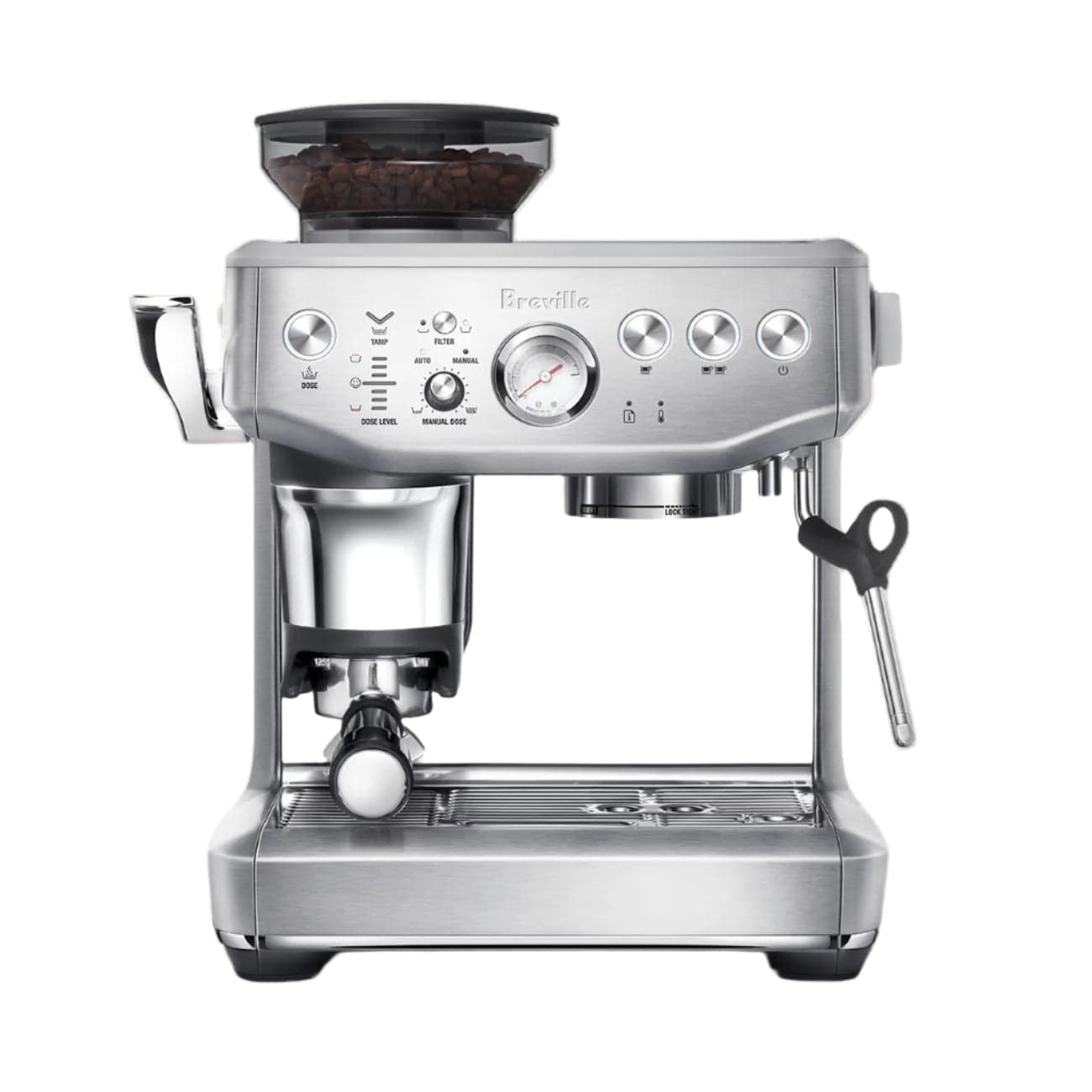 Breville Barista Express Impress Manual Espresso Machine with free coffee and accessories