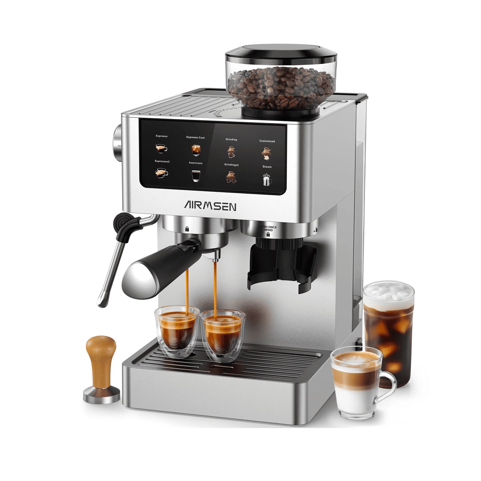 Espresso Machines with Conical Burr Grinder, 20-Bar