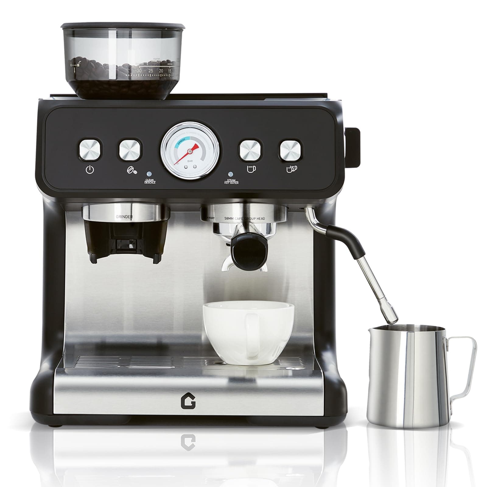 Garvee 20-Bar Stainless Steel All-in-One Espresso Machine with Grinder - 2.8L Removable Water Tank
