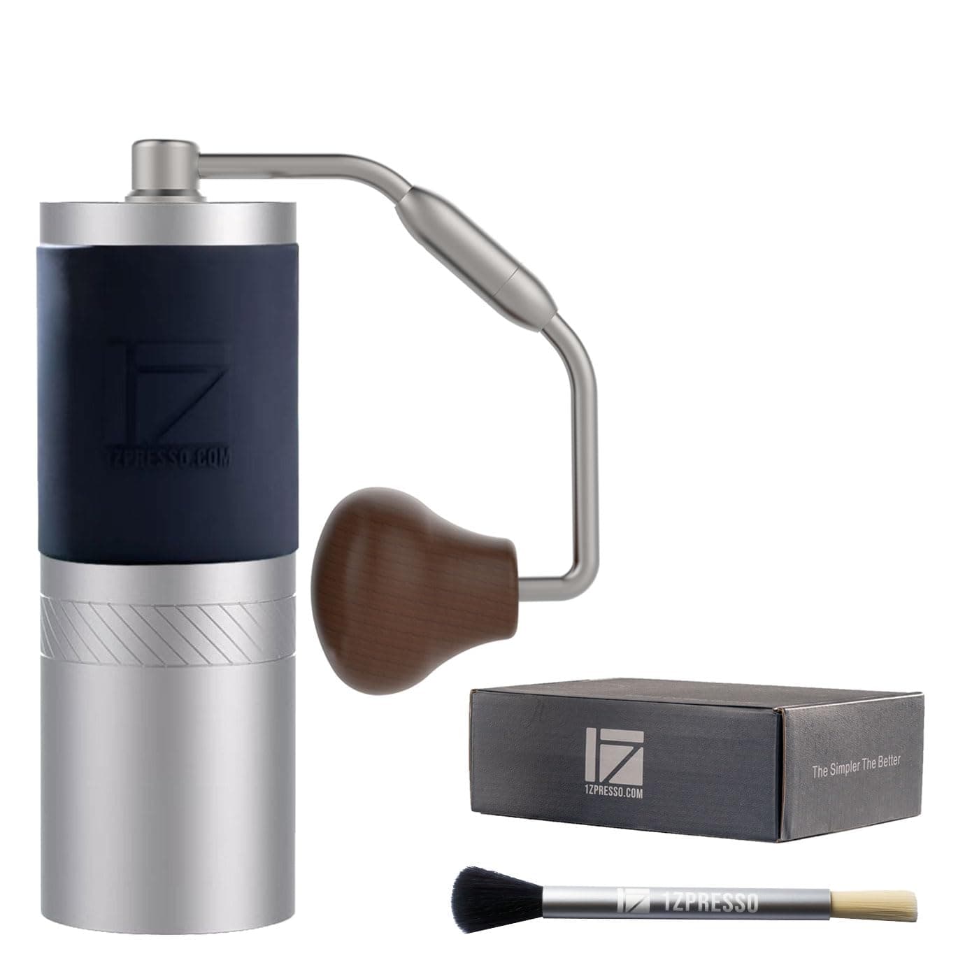 1Zpresso J Manual Coffee Grinder – Silver, 35g Capacity, Stainless Steel Conical Burr, Internal Adjustable Setting
