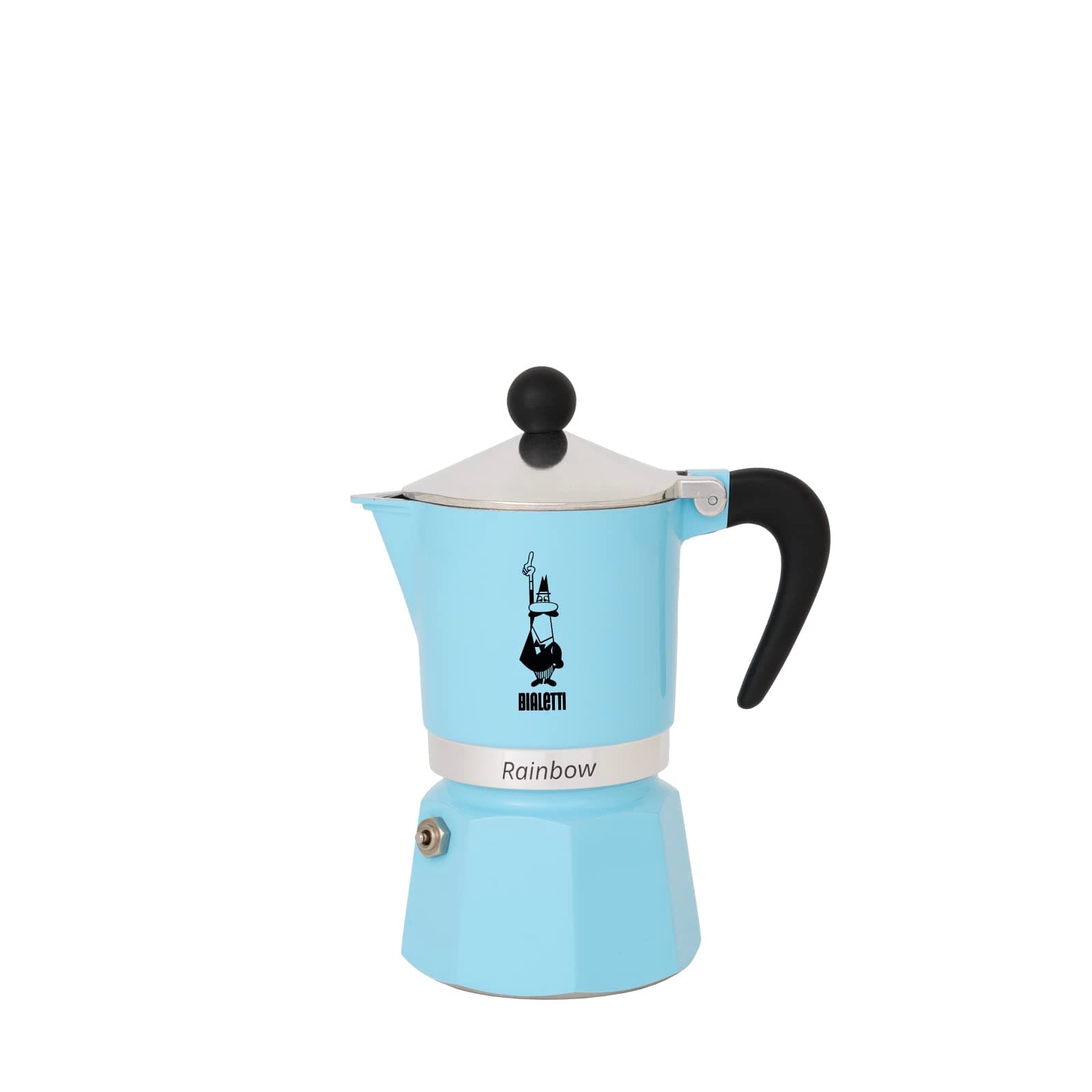 Bialetti Rainbow Moka Pot 3 Cups – Light Blue Aluminium Stovetop Espresso Maker