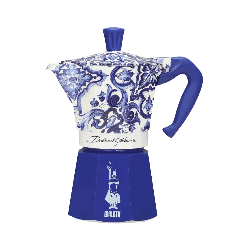Bialetti Moka Express Dolce & Gabbana Stovetop Espresso Maker โ 6 Cup โ Mediterranean Blue (Made in Italy) ๐ฎ๐น