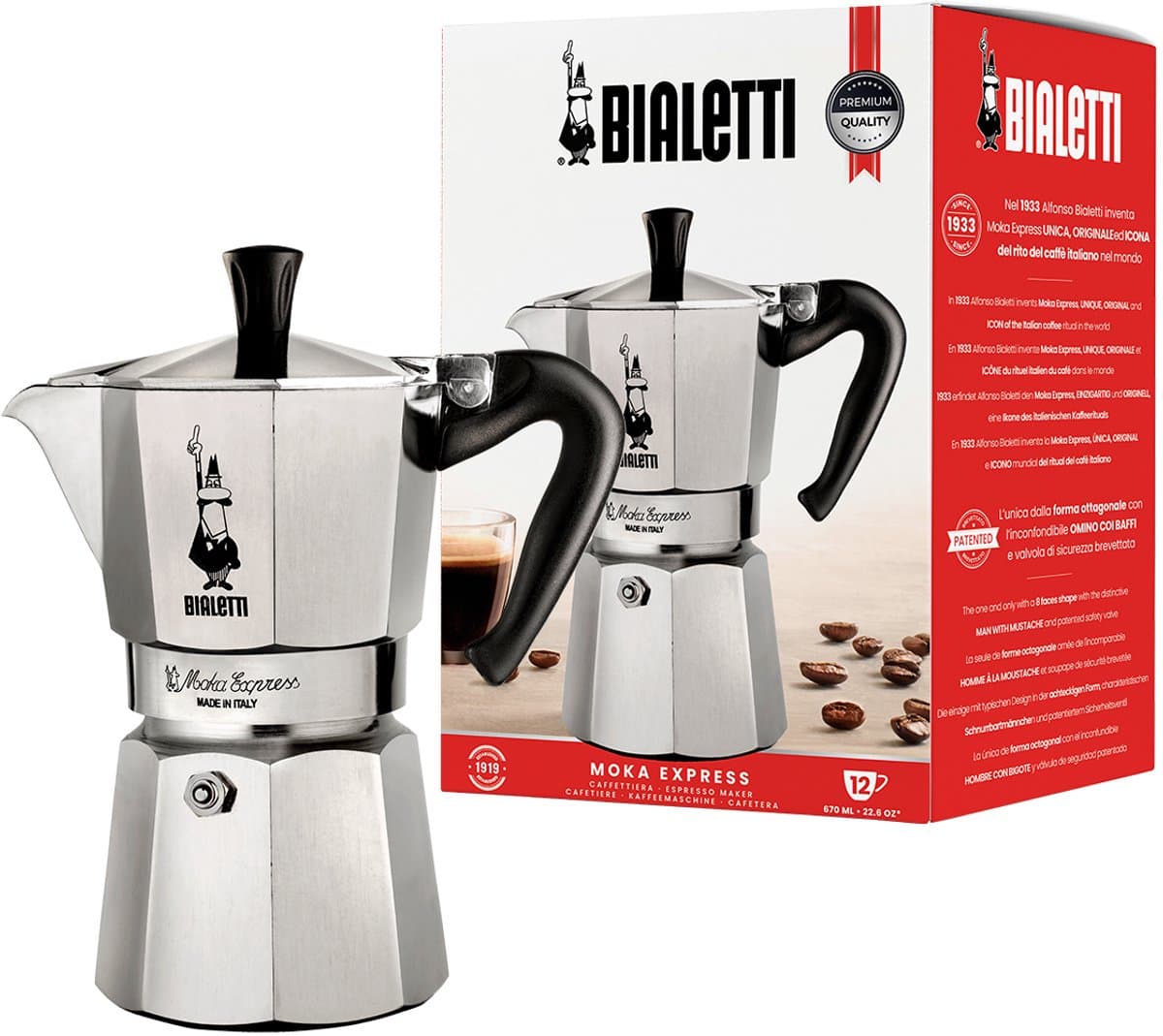 Bialetti moka express 12 kops – espressopot – aluminium – 670 ml