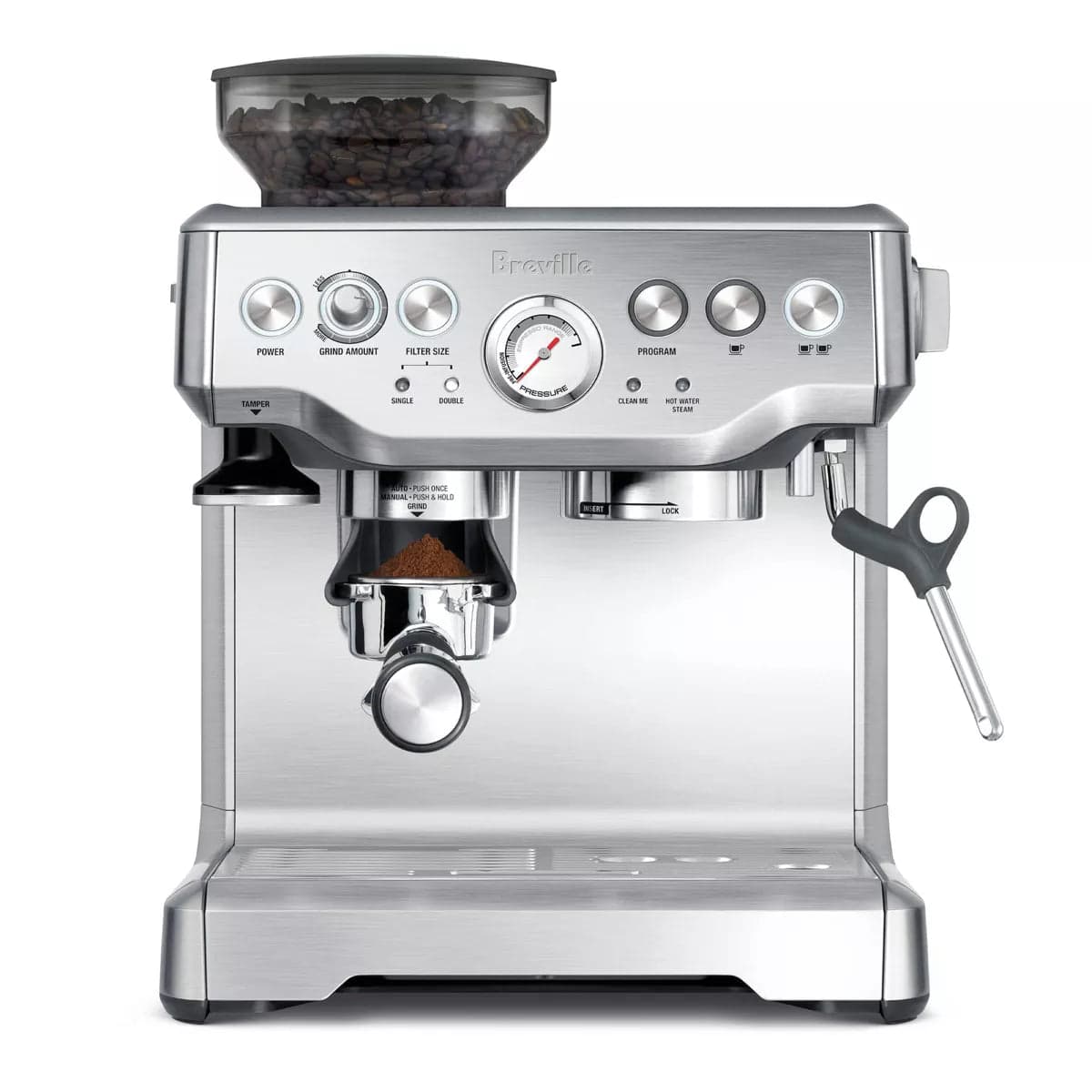Breville Barista Express Espresso Machine – Built-In Grinder, Stainless Steel All-In-One Coffee Maker (Light Silver, BES870XL)